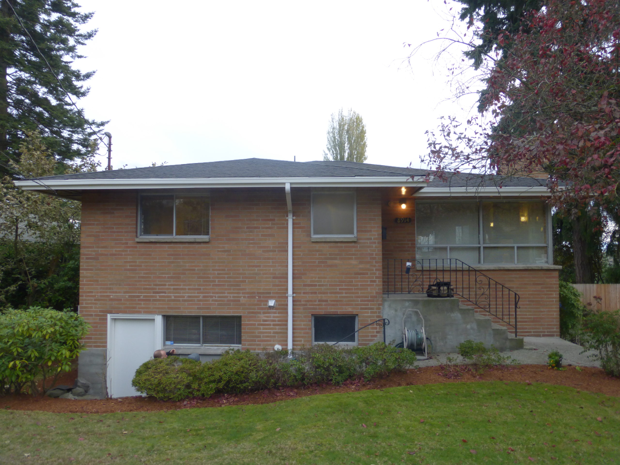 Photo of a contemporary brick house
